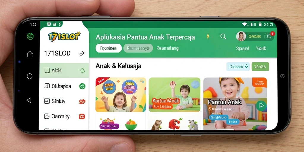 Antarmuka aplikasi 171SLOT menampilkan fitur Pantau Anak yang intuitif.