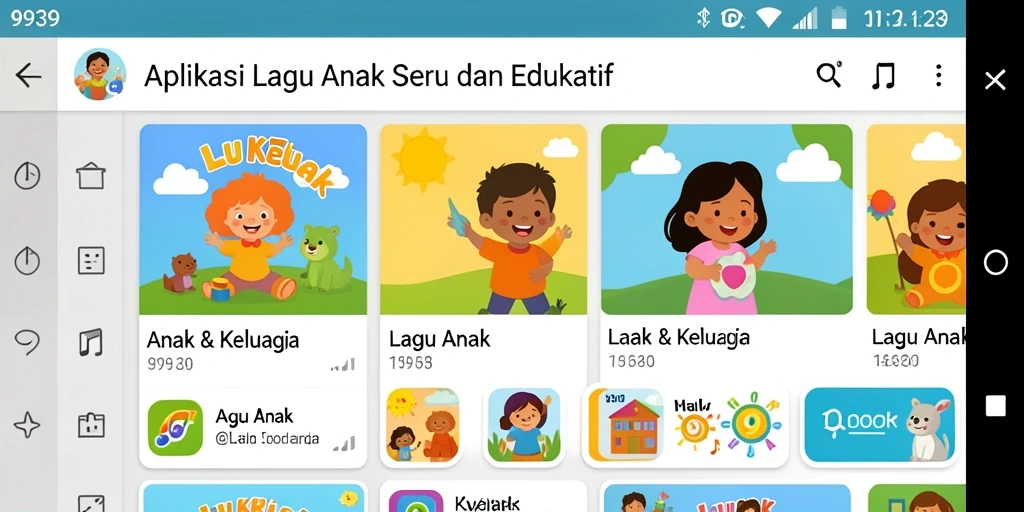Tampilan antarmuka aplikasi Lagu Anak yang ramah anak.
