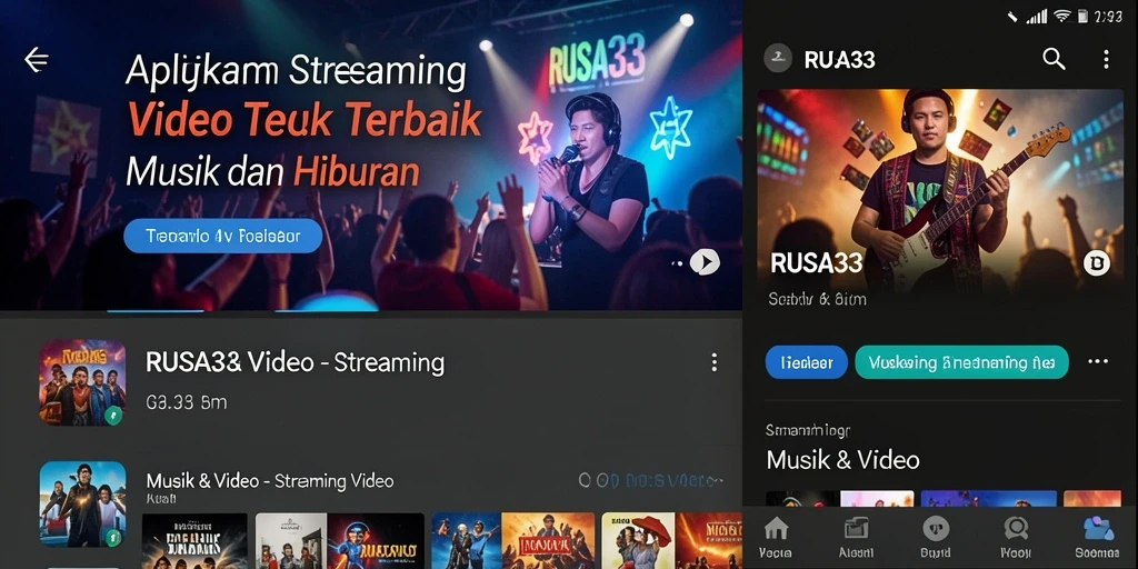 Antarmuka RUSA33 yang menarik untuk streaming video dan musik.