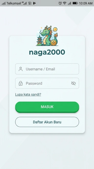 Tampilan halaman login naga2000